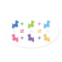 Designer Cairn Terrier Print Oval Sticker
