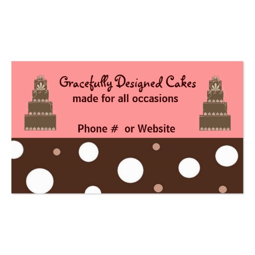 Designer Cakes Pink and Chocolate Business Card Template (front side)