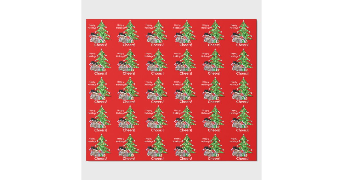 designer cats christmas cheers gift wrap zazzle designer cats christmas cheers gift wrap zazzle