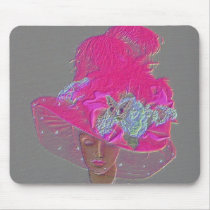 Designer Chic Hot Pink Victorian Lady mousepads