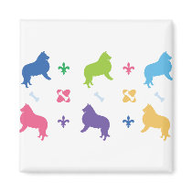 Designer Collie Print Refrigerator Magnets