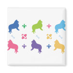 Designer Collie Print Refrigerator Magnets