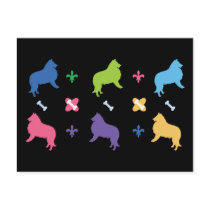 Designer Collie Print Post Cards