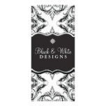 Designer Damask Motif in Black & White Customized Rack Card