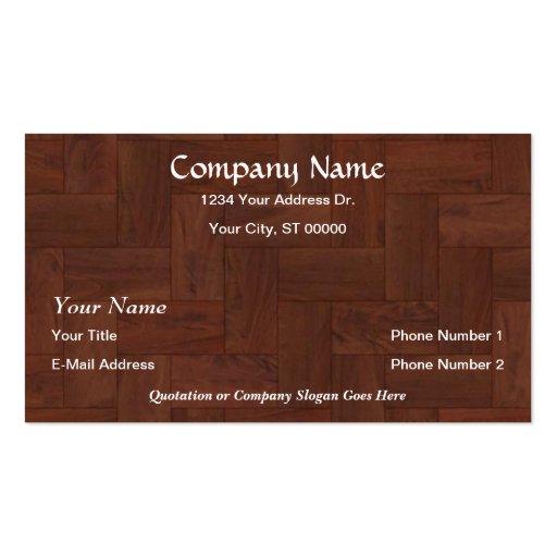 Designer Flooring Wood Tile Business Cards (front side)