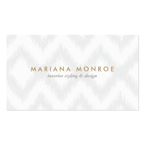 DESIGNER IKAT PATTERN in GRAY/WHITE Business Card Templates (front side)