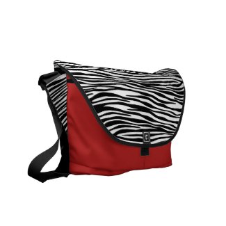 Designer Messenger Bag with Zebra Stripe Flap
