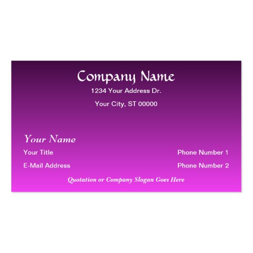 Designer Pink Purple Fade Business Cards (front side)