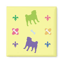 Designer Pug Fridge Magnets