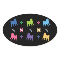 Designer Pug Oval Sticker