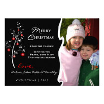 Designer Red Christmas Tree Photo Card invitations