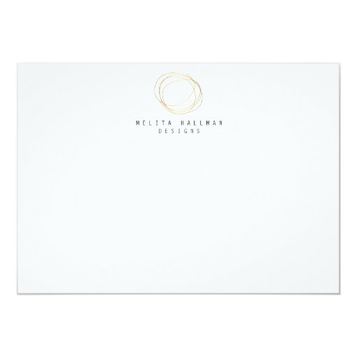 Designer Scribble Logo in Gold Flat Notecard Personalized Invites