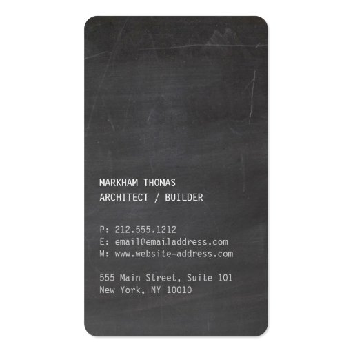 Designer Scribble Logo on Black Chalkboard Business Cards (back side)