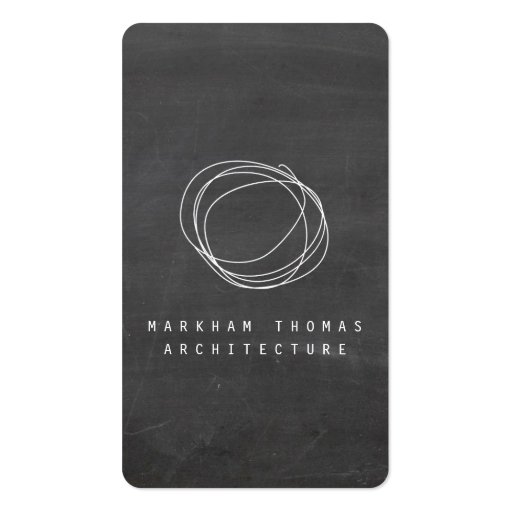 Designer Scribble Logo on Black Chalkboard Business Cards (front side)