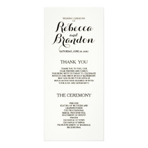 Designer Script Custom Wedding Program Rack Card Template