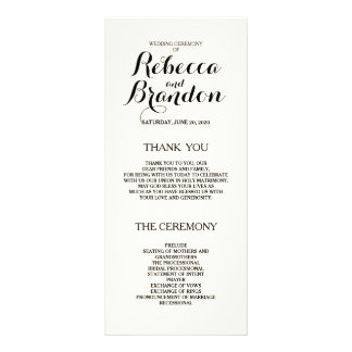 one page wedding programs