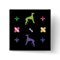 Designer Whippet Pinback Button