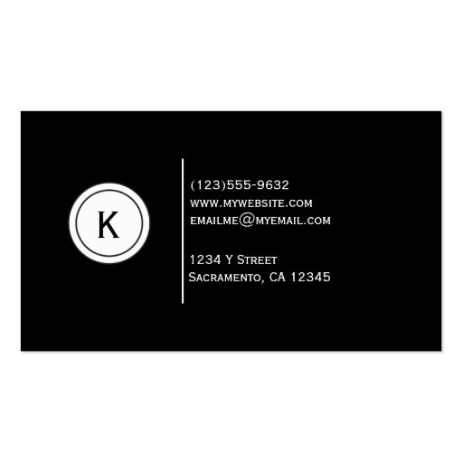 Designer White Black Chandelier Business Card Chic (back side)