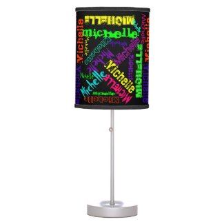 Desk Lamp, Neon Electric Color Name Collage