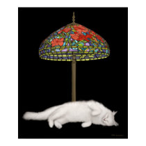 Desk Lamp Suntan Cat Poster posters by twopurringcats Desk Lamp Suntan Cat Poster posters