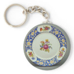 Dessert plate with colorful flower designs keychains