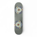 Dessert plate with colorful flower designs skate board