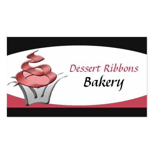 Dessert Ribbons Cupcake Bakery Business Cards (front side)