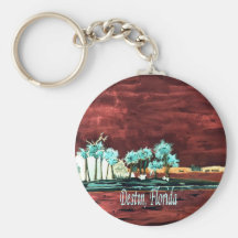 Destin Florida abstract beach FL art gifts prints Keychain