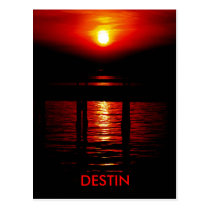 Destin Red Sunset Post Card postcards