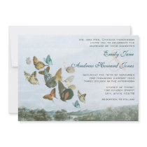 Destination Butterfly and Palm Tree Wedding Invite