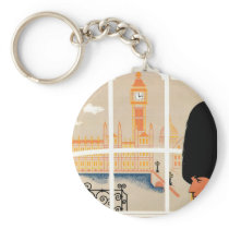 Destination: England Travel Poster Keychains