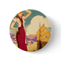 Destination: Hong Kong Retro Graphic Round Button by retroz Destination: Hong Kong Retro Graphic Round Button