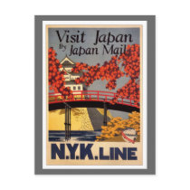 Destination: Japan Travel Poster postcards by retroz Destination: Japan Travel Poster postcards