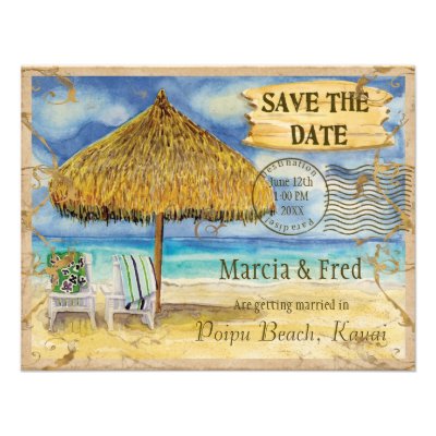 Destination Paradise, Tropical Beach Save the Date Custom Announcement