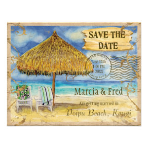 Destination Paradise, Tropical Beach Save the Date Custom Announcement