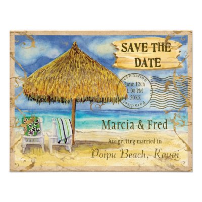 Tropical Beach - Save the Date Custom Announcement