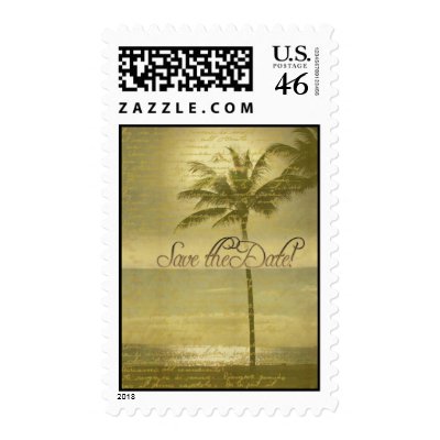 Destination save the date postage stamp