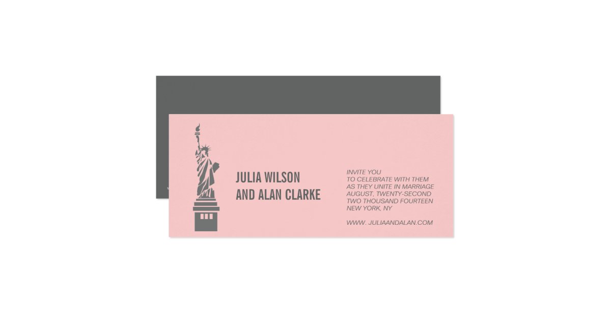 Destination Wedding Invitations New York Pink Grey Zazzle