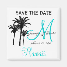 Destination Wedding Monogram Save the Date Magnets