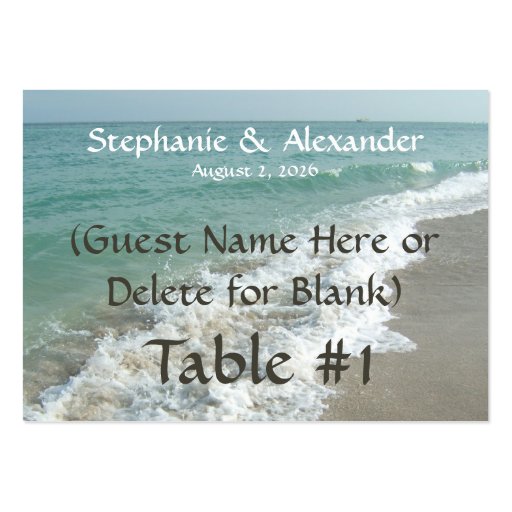 Destination Wedding Table Name Place Cards, Custom Business Card Template (front side)