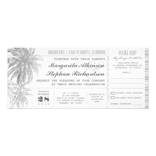 destination wedding tickets invitation