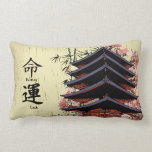 destiny luck kanji japanese pagoda cherry blossoms pillows