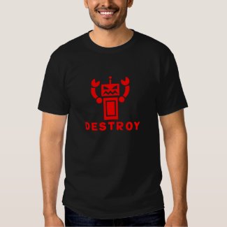 Destroy Robot Red T Shirt