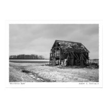 Destroyed Barn Black & White Print