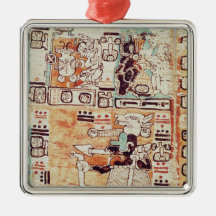 Detail from a Mayan Codex Christmas Tree Ornaments