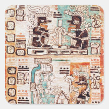 Detail from a Mayan codex Square Stickers