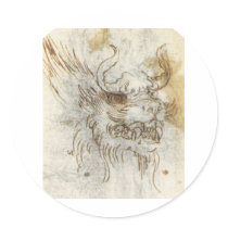 Detail from a study of a dragon costume. stickers by LeonardoDaVinci Detail from a study of a dragon costume. stickers