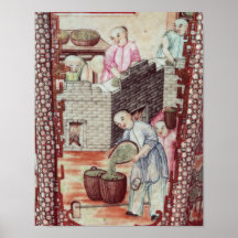 Detail from a vase depicting drying tea poster
