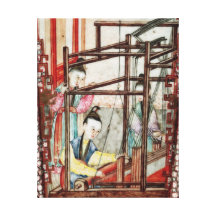 Detail from a vase depicting silk weaving canvas prints