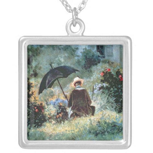 Detail of a Gentleman reading in a garden Pendant